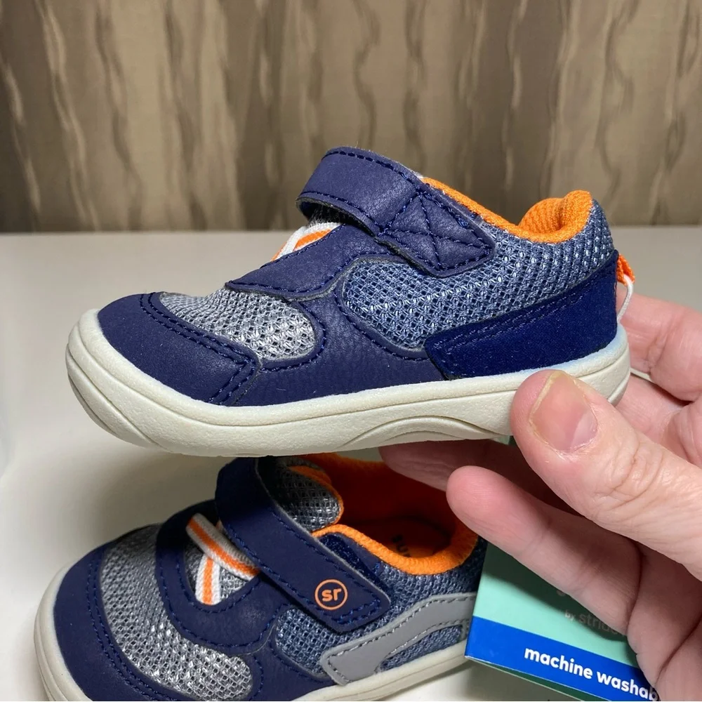 Surprize by Stride Rite Navy Rush Baby Boy 3M Brand New Blue Gray Orange